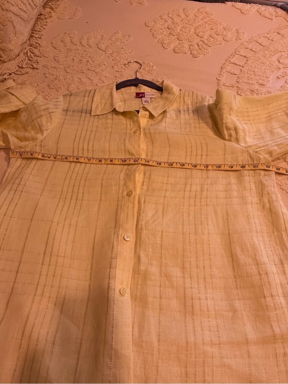 JM Collection Yellow Button-Front Blouse - Picture 11 of 14